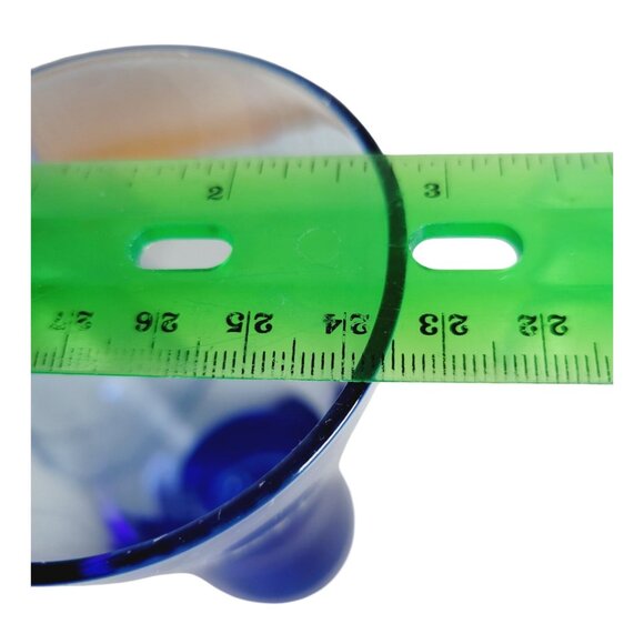 Set Of 4 Martell Cognac Etched Cobalt Blue Cocktail Glasses 9oz Von Pok - Picture 7 of 9